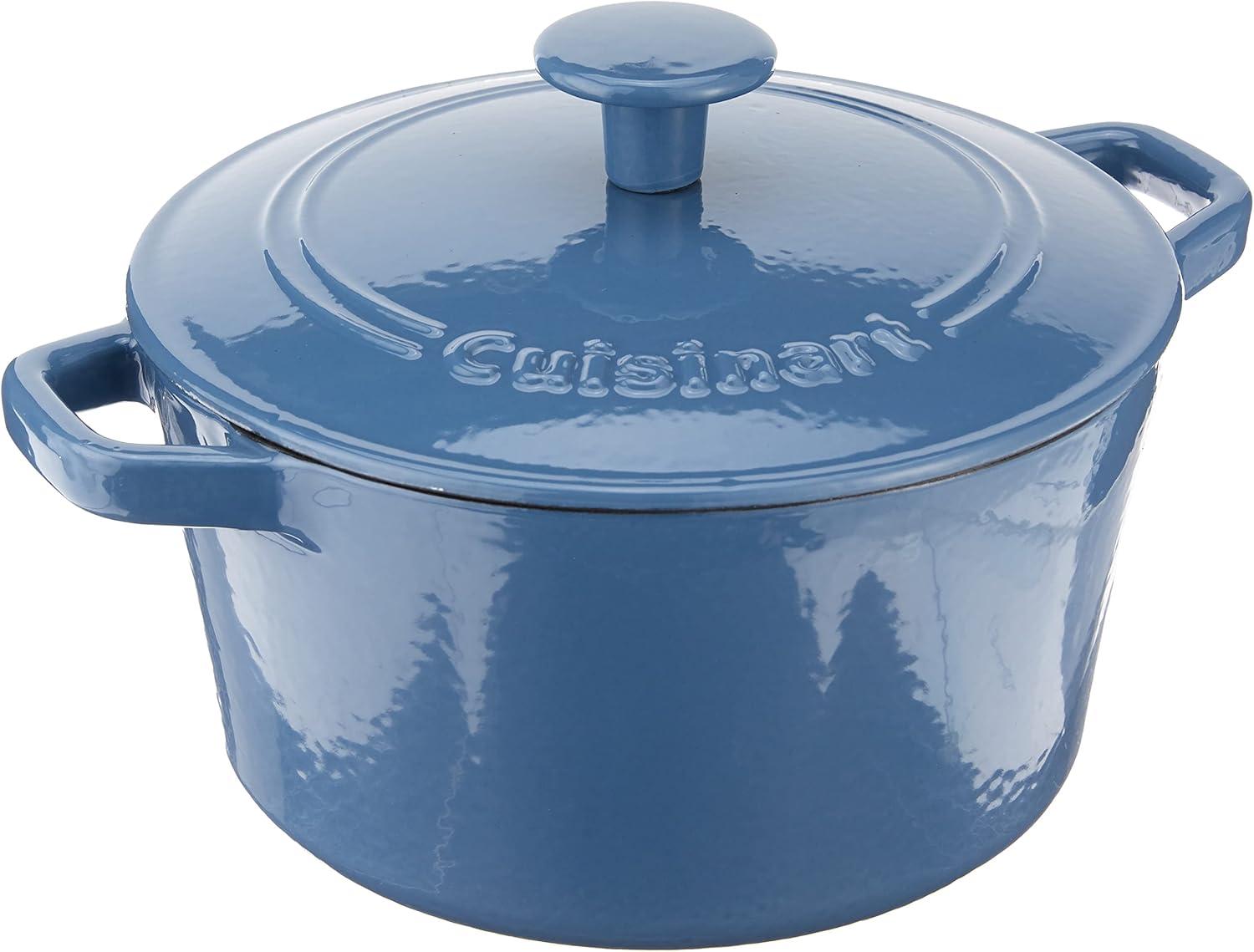 Cuisinart Chef's Classic 3qt Blue Enameled Cast Iron Round Casserole with Cover - CI630-20BG: Baking Dish, Dishwasher-Safe