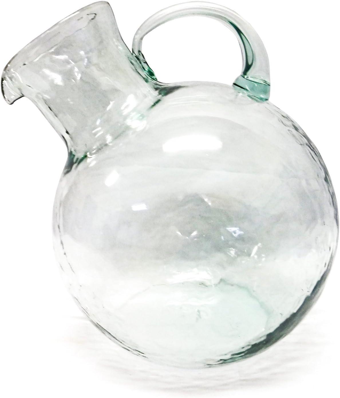 Handcrafted Recycled Glass Tilted Pitcher, 10 Inch, Green