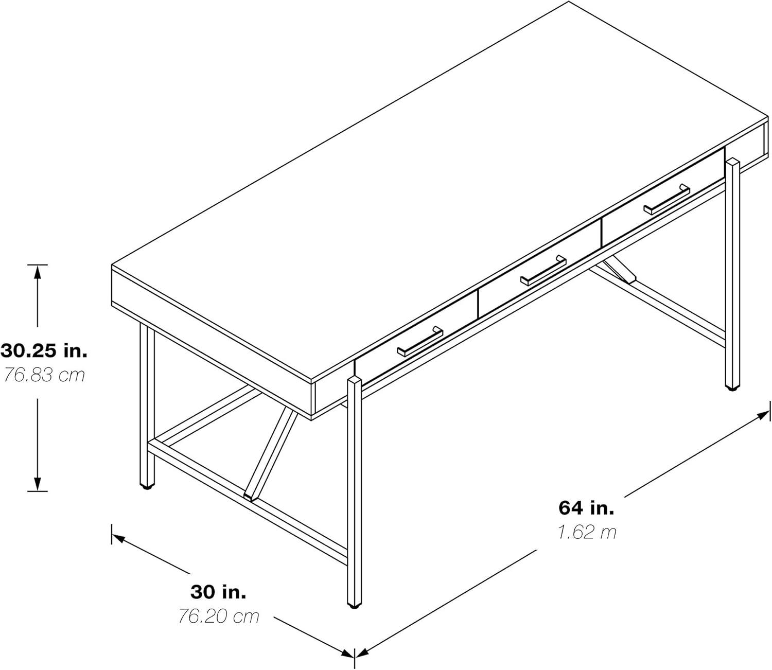 Broadway Desk with Black Gloss Finish and Gold Frame