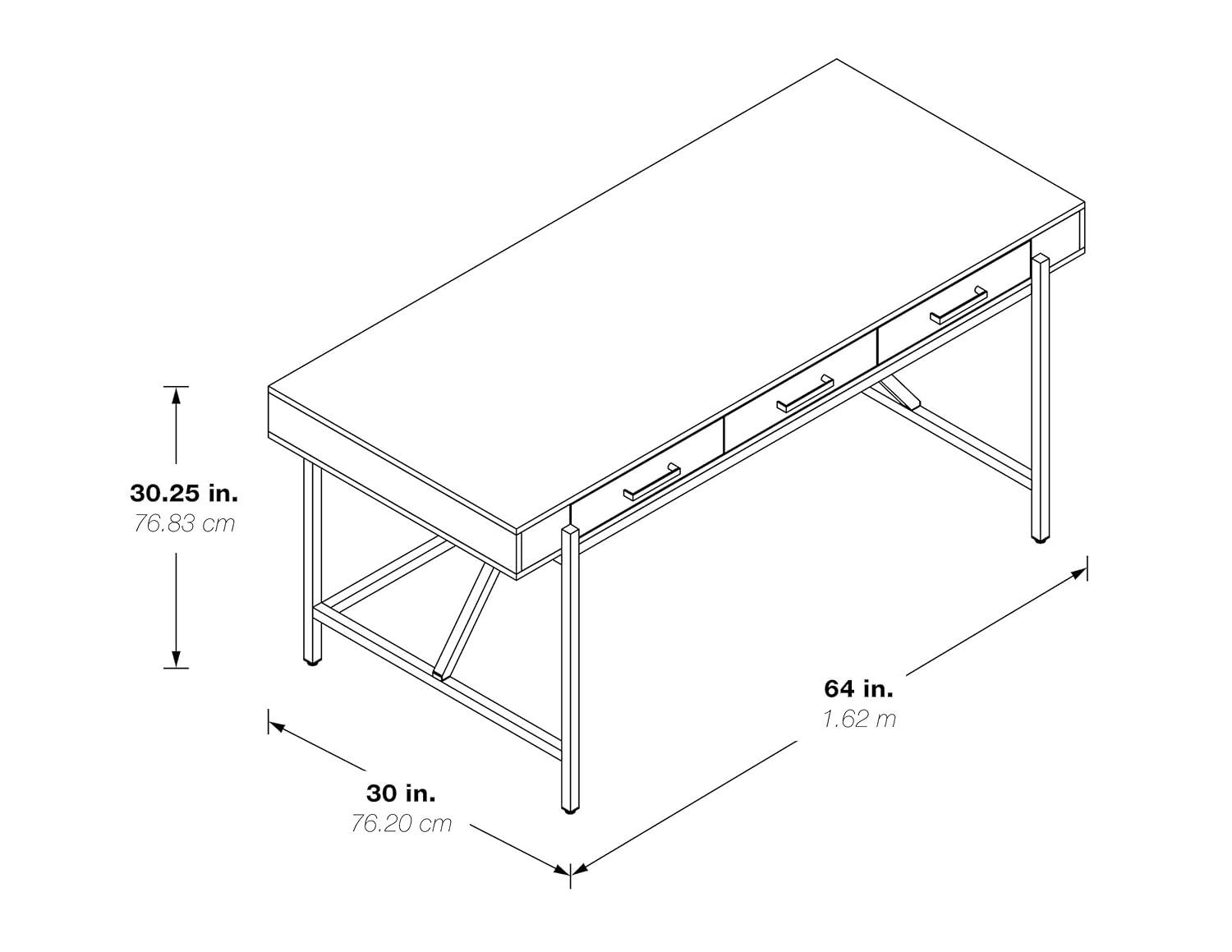 Broadway Desk with Black Gloss Finish and Gold Frame