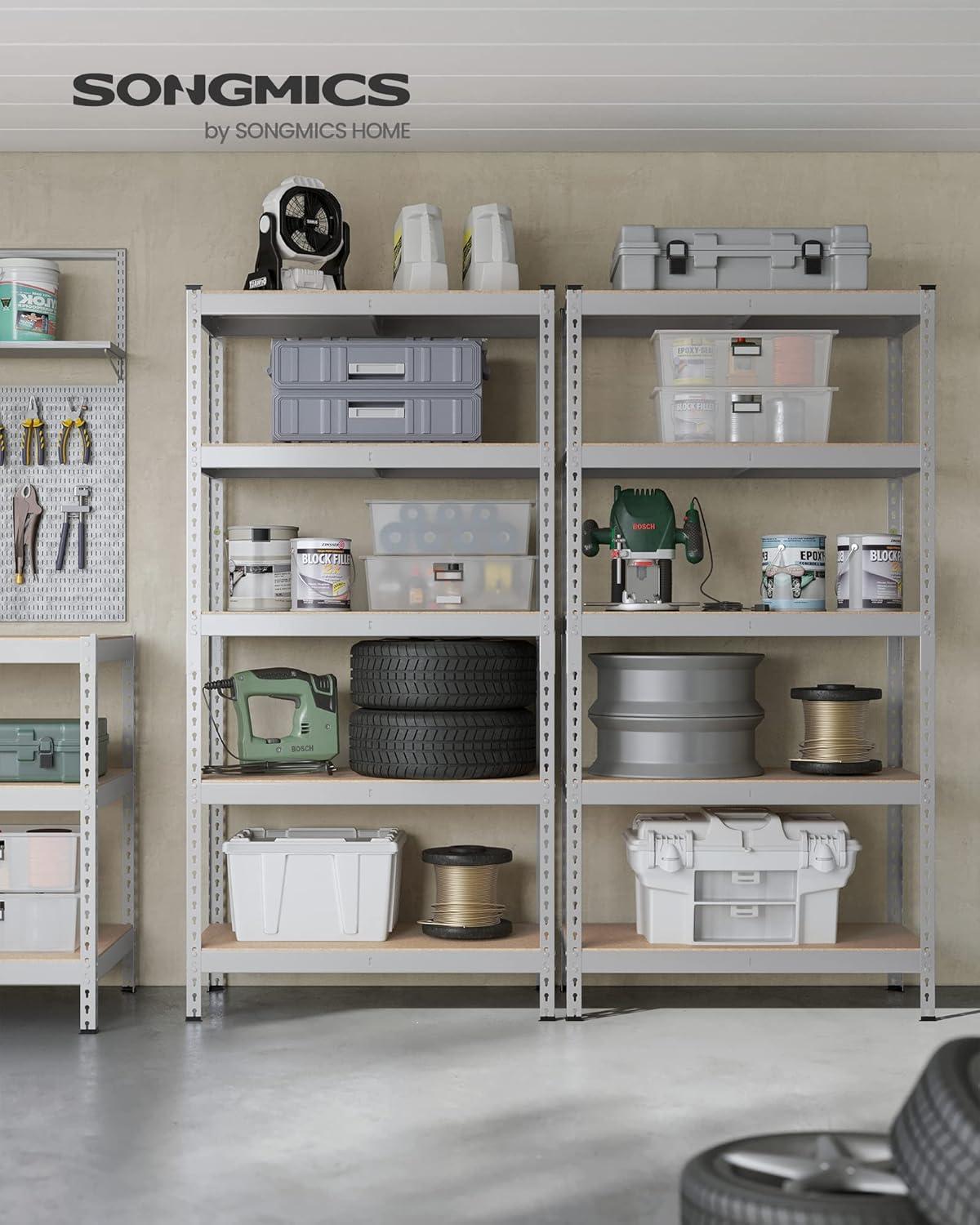 Silver 5-Tier Adjustable Metal Storage Shelving Unit