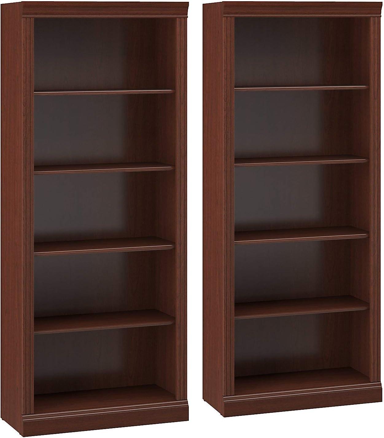 Harvest Cherry Traditional Tall 5-Shelf Adjustable Bookcase Set