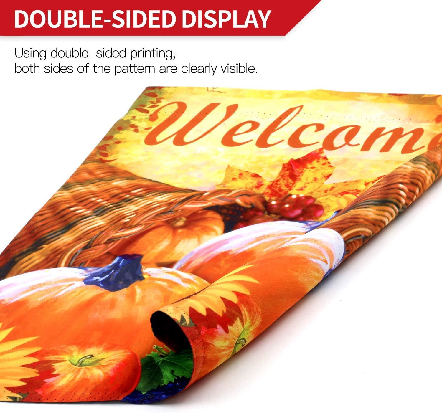 ANLEY Pumpkin in Cornucopia 2-Sided Autumn Welcome Garden Flag Polyester 18 x 13 in. Garden Flag