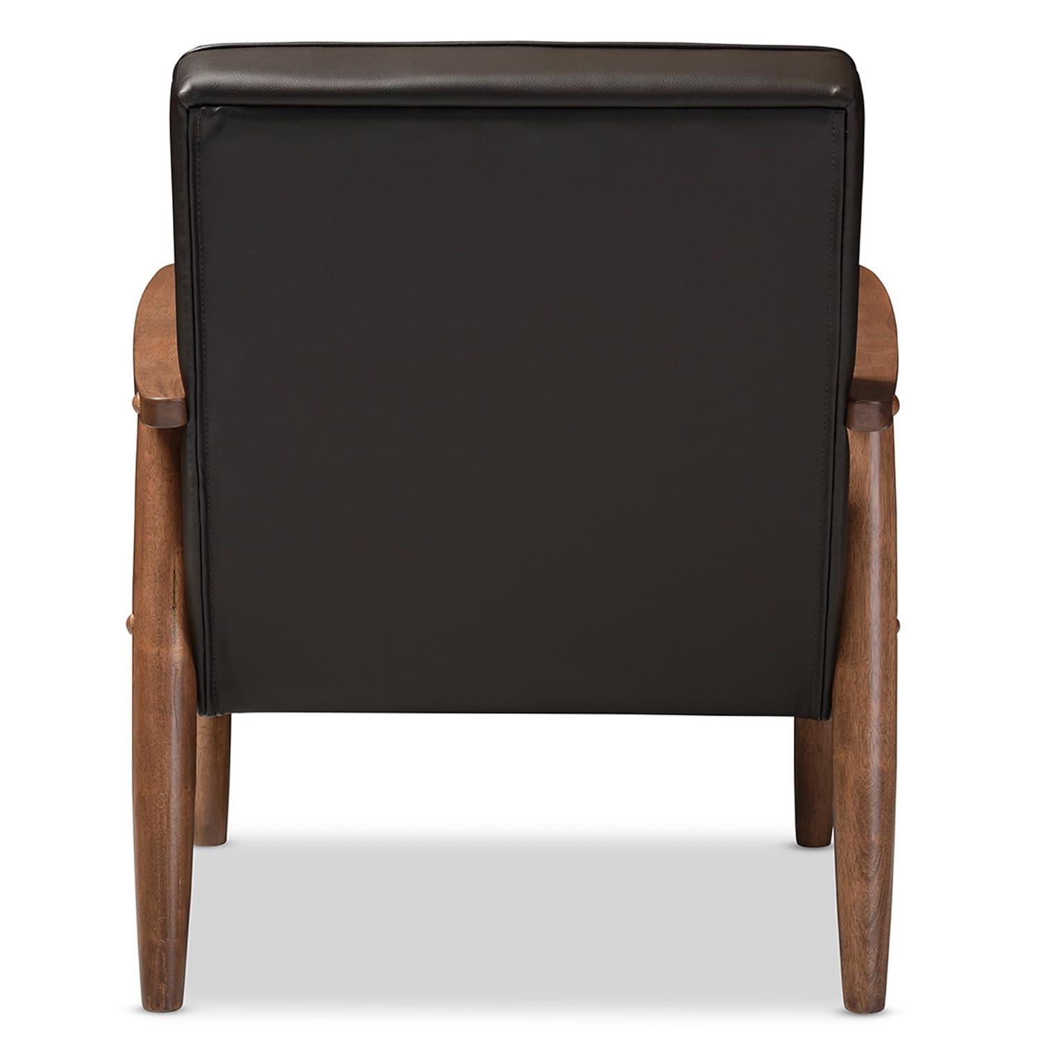 Baxton Studio Sorrento Mid-century Retro Modern Brown Faux Leather Upholstered Wooden Lounge Chair
