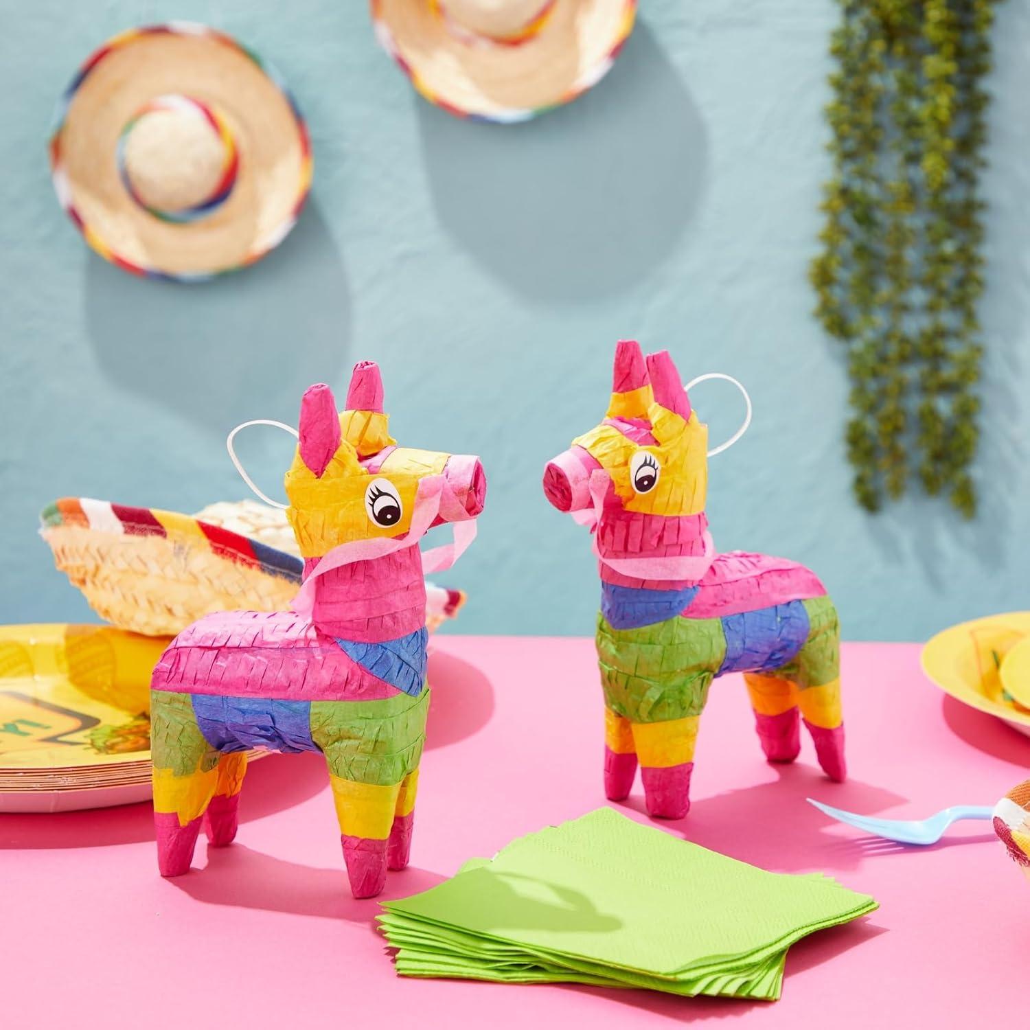 Juvale Mini Donkey Pinata - 3 Pack Small Mexican Pinatas for Mexican Fiestas, Birthday Parties (4 x 7.5 x 2 In)