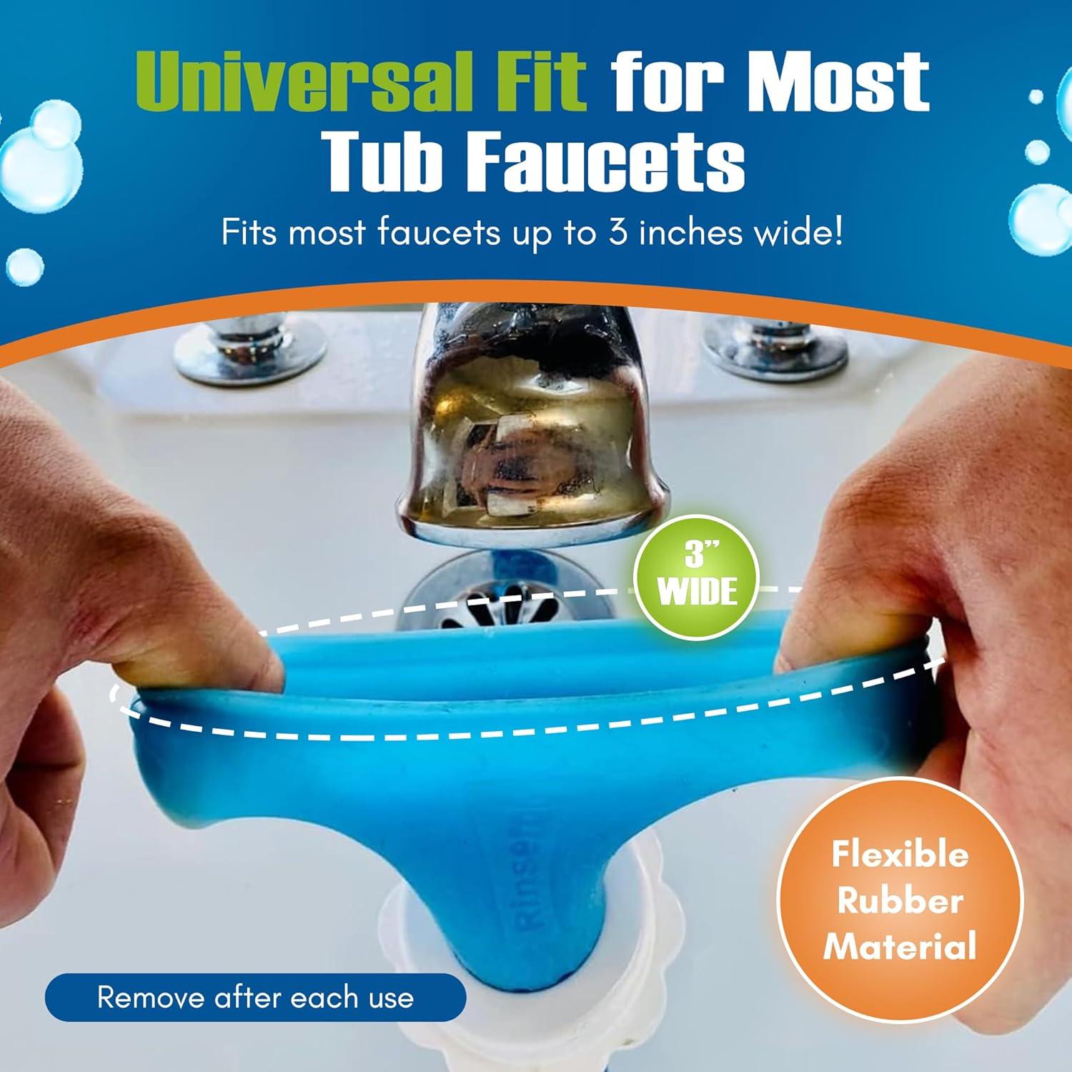 Rinseroo Slip-On Bathtub Faucet Sprayer Attachment. Ultra-Flex Dog Shower Hose Adapter Portable Hose Attachment with Sprayer Pet Showerhead Attach Tub Spout 5 Foot Hose. No Install for Speedy Washing