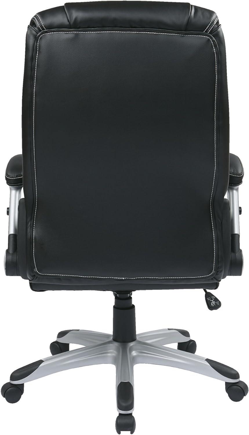 ErgoExec High-Back Swivel Black Leather Executive Chair with Adjustable Arms