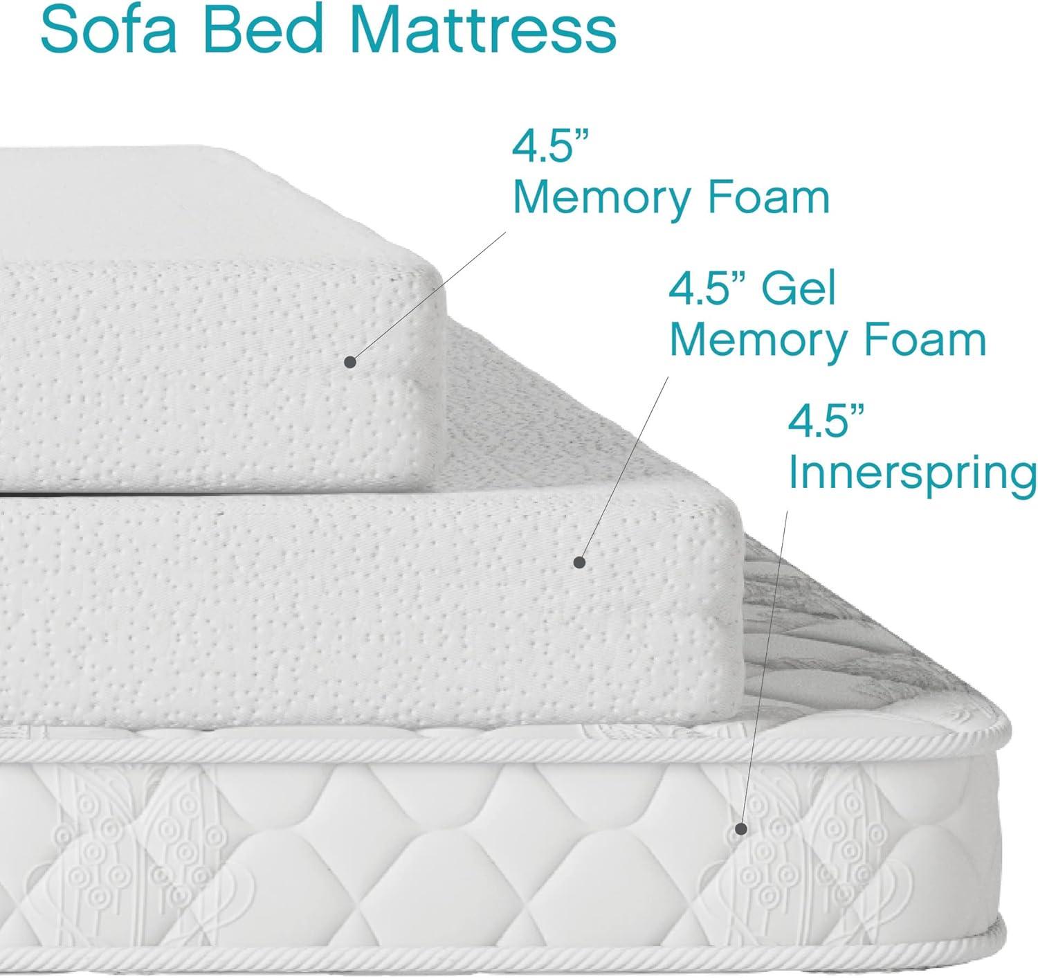 Cool Gel 4.5" Gel Memory Foam Sofa Bed Mattress, Twin