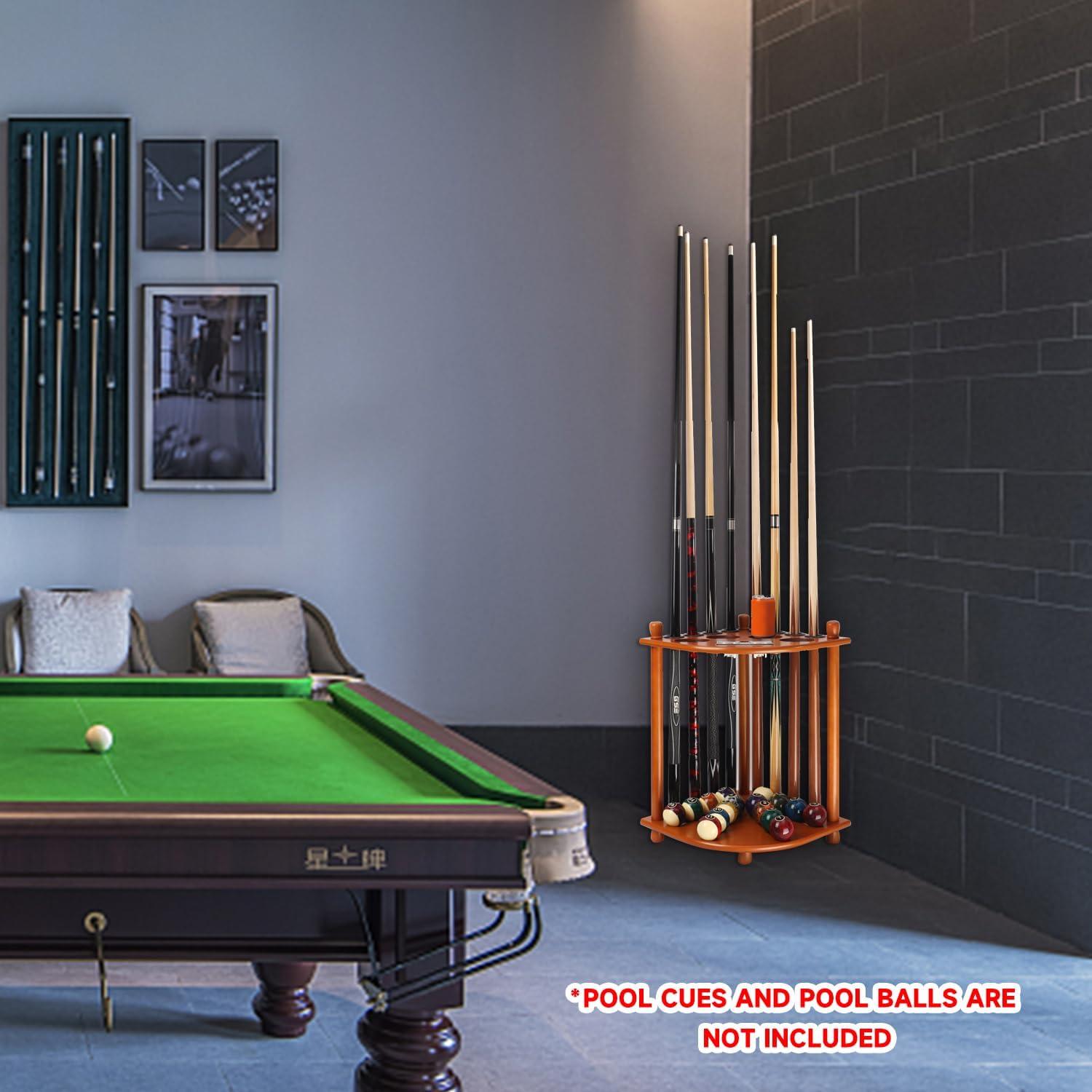 GSE Games & Sports Expert 8 Billiard Pool Cue Stick Corner Rack with Score Counter