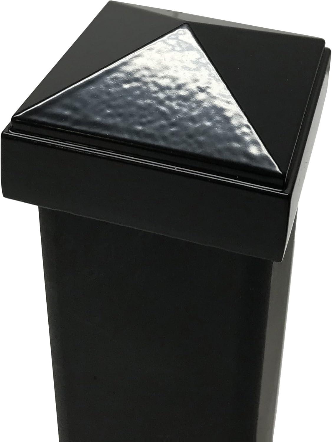 Tapa de Poste Piramidal de Aluminio de 4" x 4" para Postes de Metal - Ajuste a Presión - Negro