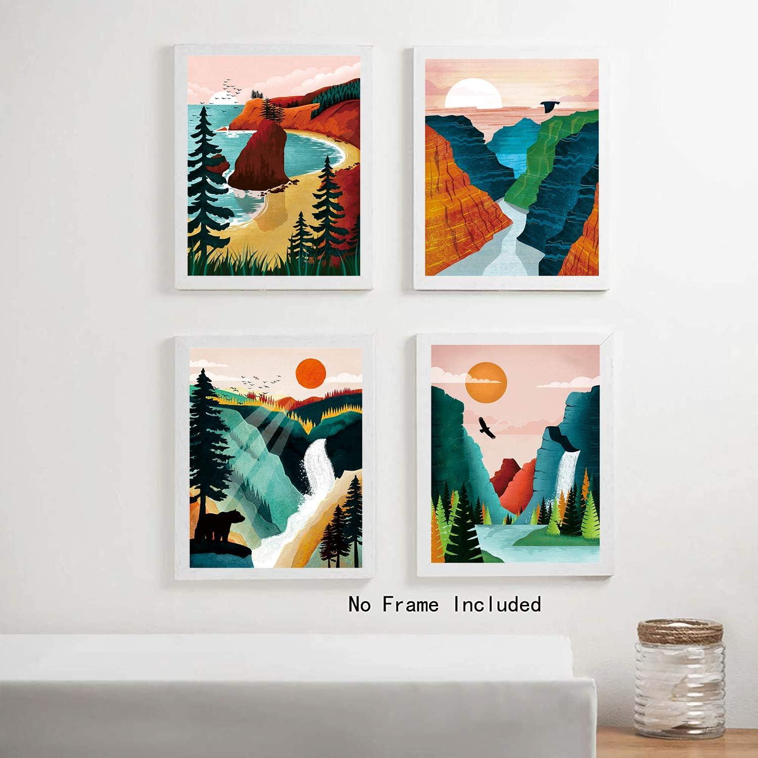 Set of 4 Abstract National Park Prints for Kids