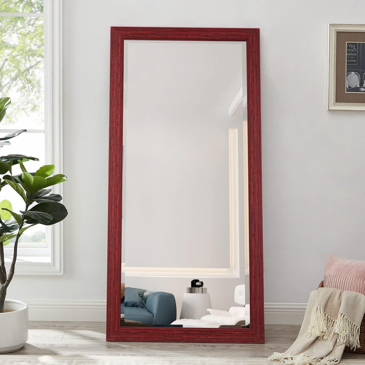 Rustic Green-Gray Full Length Wood Floor Mirror