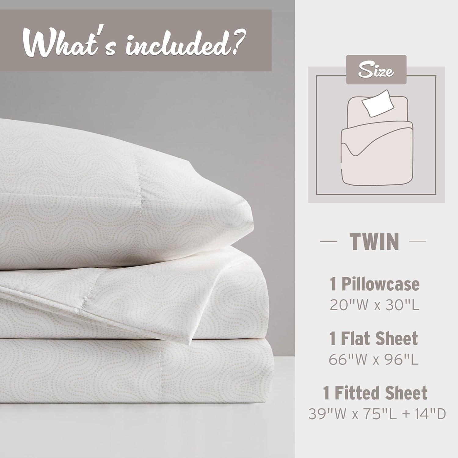 Intelligent Design Queen Print Microfiber All Season Soft Wrinkle Free Sheet Set Beige: Machine Washable, Elastic Fitted Sheet, OEKO-TEX Certified