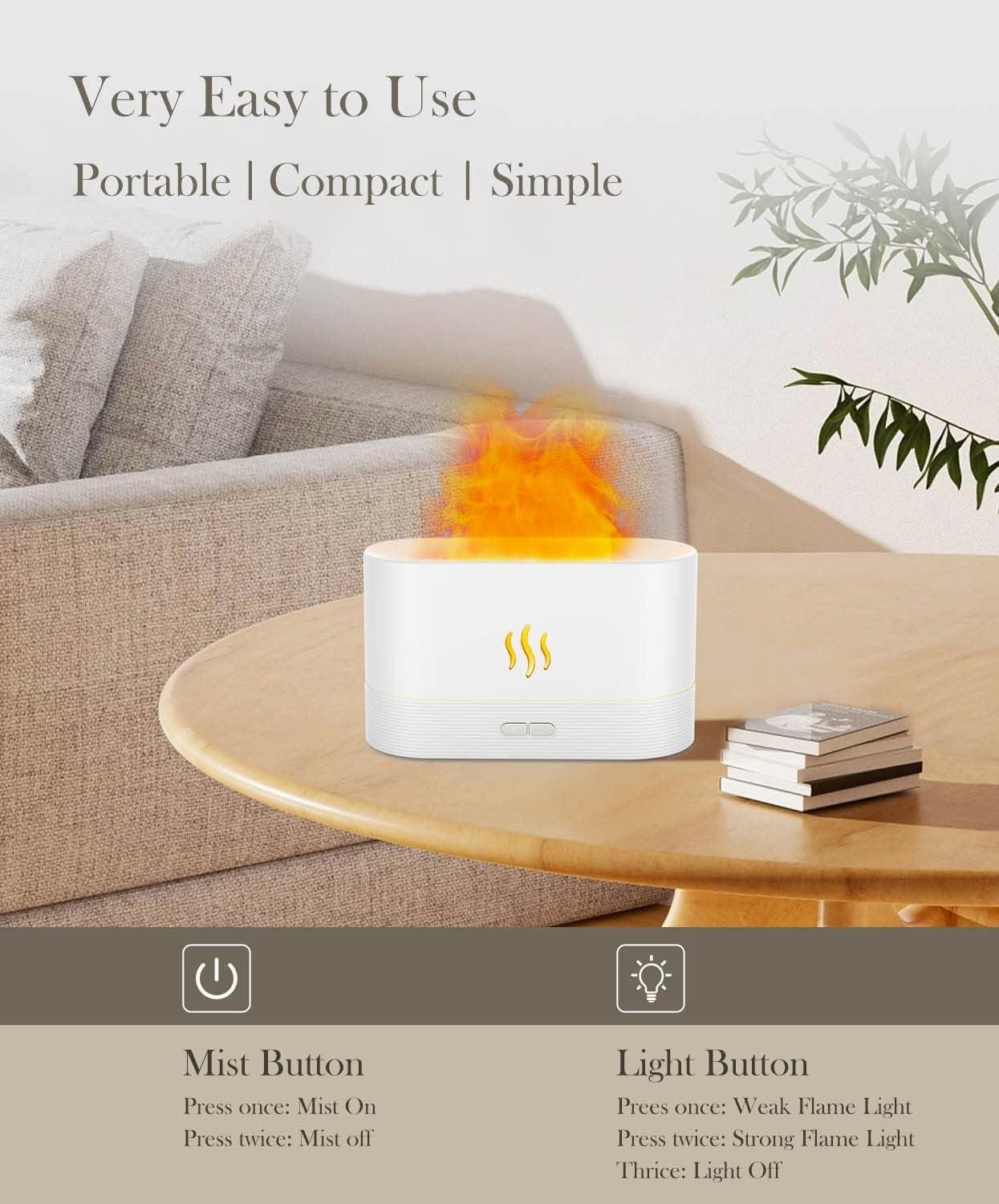 180ml Flame Air Humidifier Essential Oil Diffuser, TSV 3D USB 7 Color Light Aroma Diffuser for Home, Office, Spa, Gym