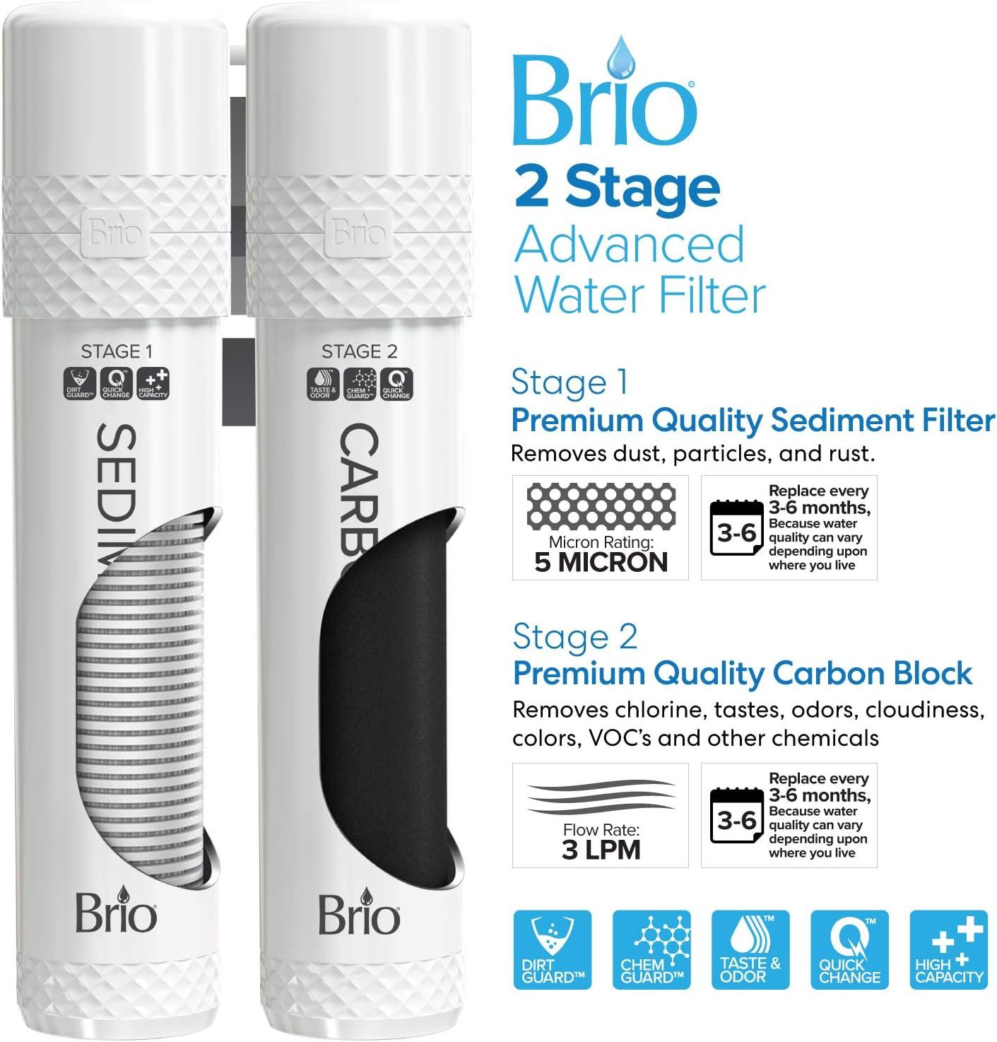 Brio 2-Stage Filtration Countertop Water Cooler Dispenser With Free Replacement Filters Included