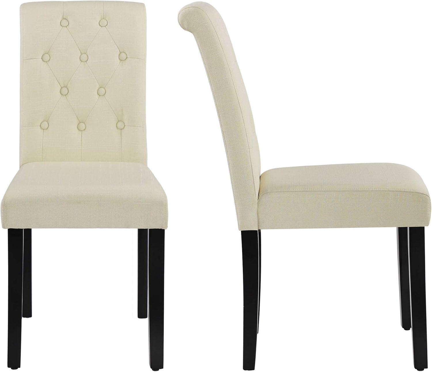 Yardi Yard Set of 2 Tufted Upholstered Dining Chairs-Beige, Dining Chairs Set, Dining Room Chair for Kitchen, Dining, Bedroom, Living