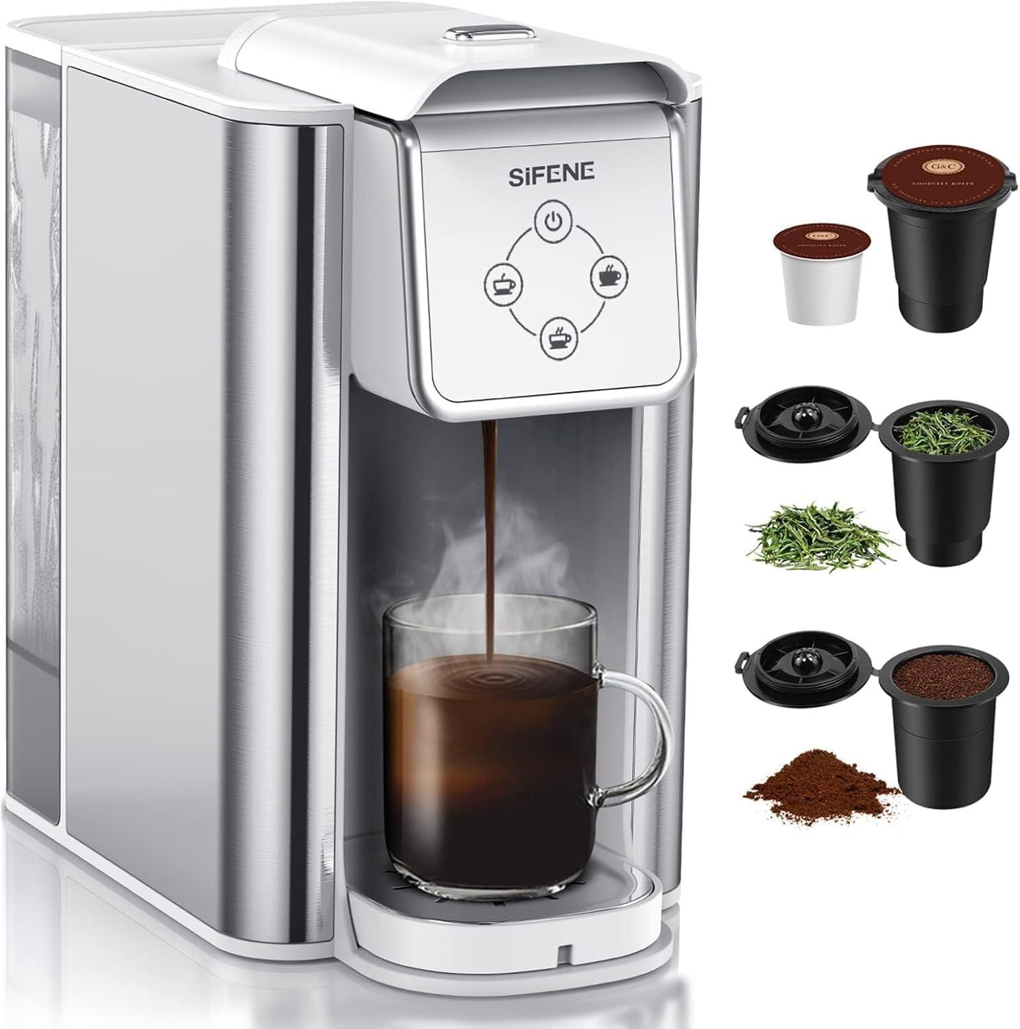 SIFENE White 3-in-1 Single Serve Coffee and Tea Maker