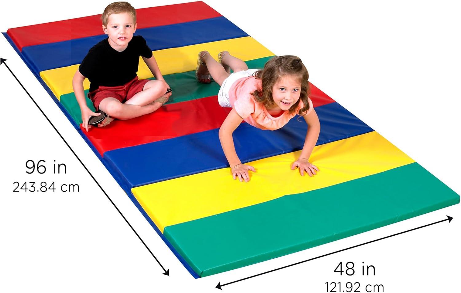 Angeles Primary 4' x 6' Folding Gym Mat - Rainbow