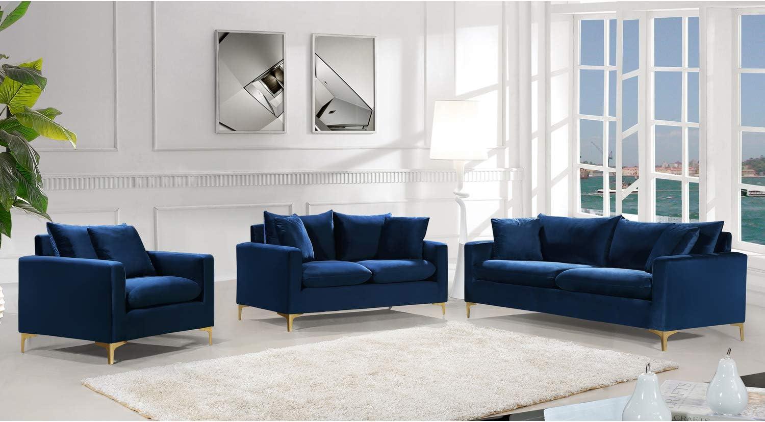 Meridian Furniture Naomi Contemporary Velvet Sofa in Black