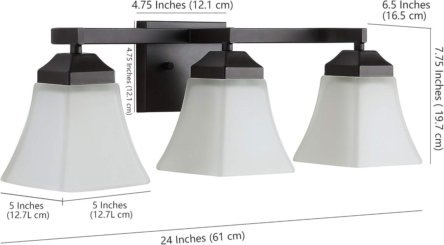 Staunton 24" 3-Light Iron/Glass Modern Cottage LED Vanity Light, Oil Rubbed Bronze