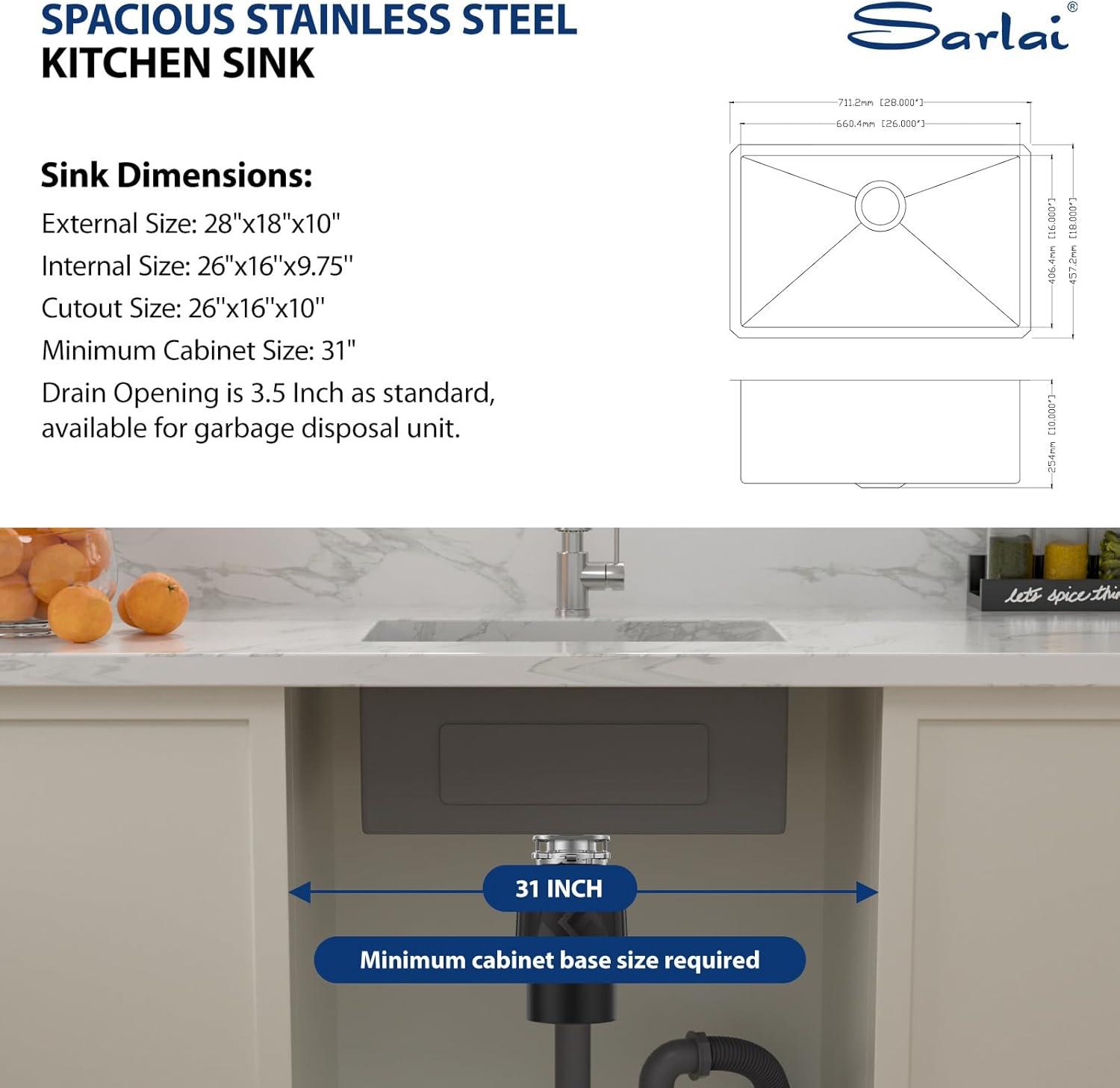 Undermount Single Bowl Stainless Steel Kitchen Sink