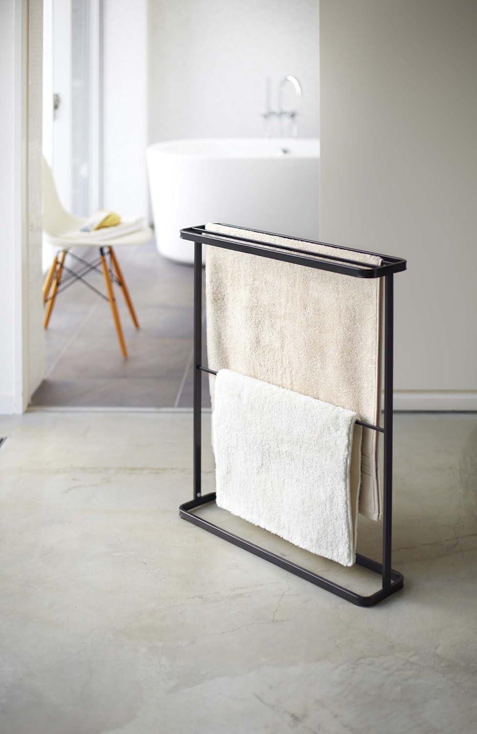 Yamazaki Home Bath Towel Hanger - Bathroom Organizer Storage Holder Dry Rack, Steel