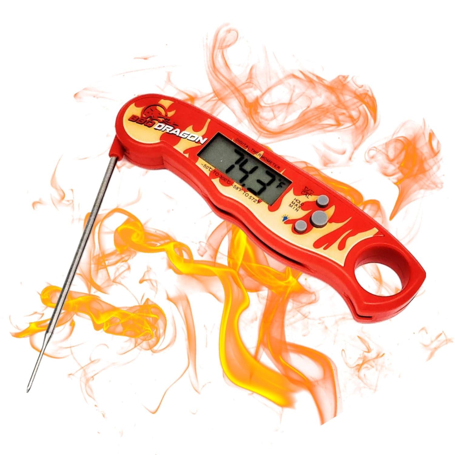 BBQ Dragon Meat Thermometer Digital - Waterproof Instant Read Food Thermometer for Cooking, Baking, & Grilling - Digital Meat Thermometer with Probe - Kitchen Thermometer for Cooking & Candy Making