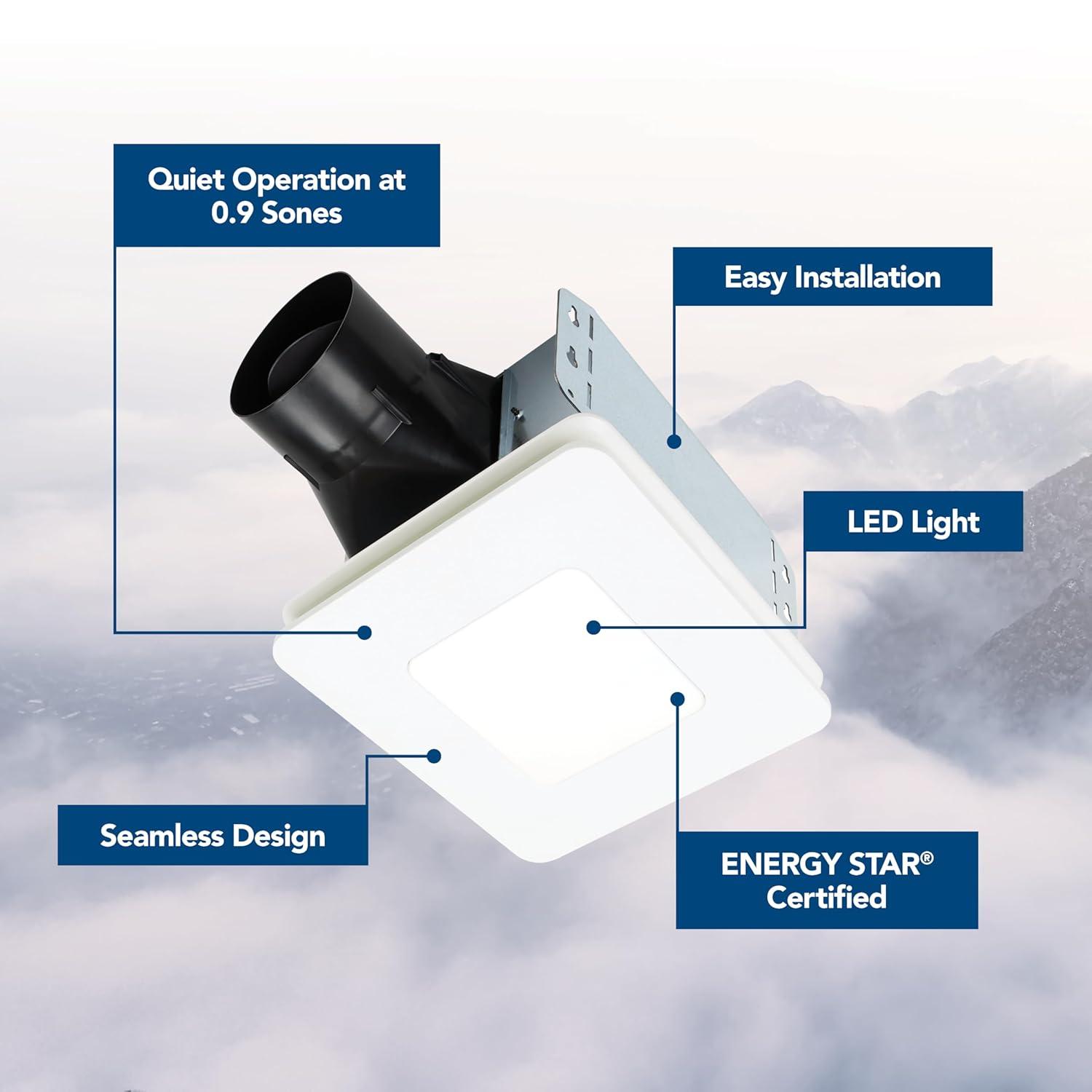 Broan Bel6 Roomside 60 Cfm 0.9 Sone Ceiling Mounted Energy Star Certified Bath Fan - White