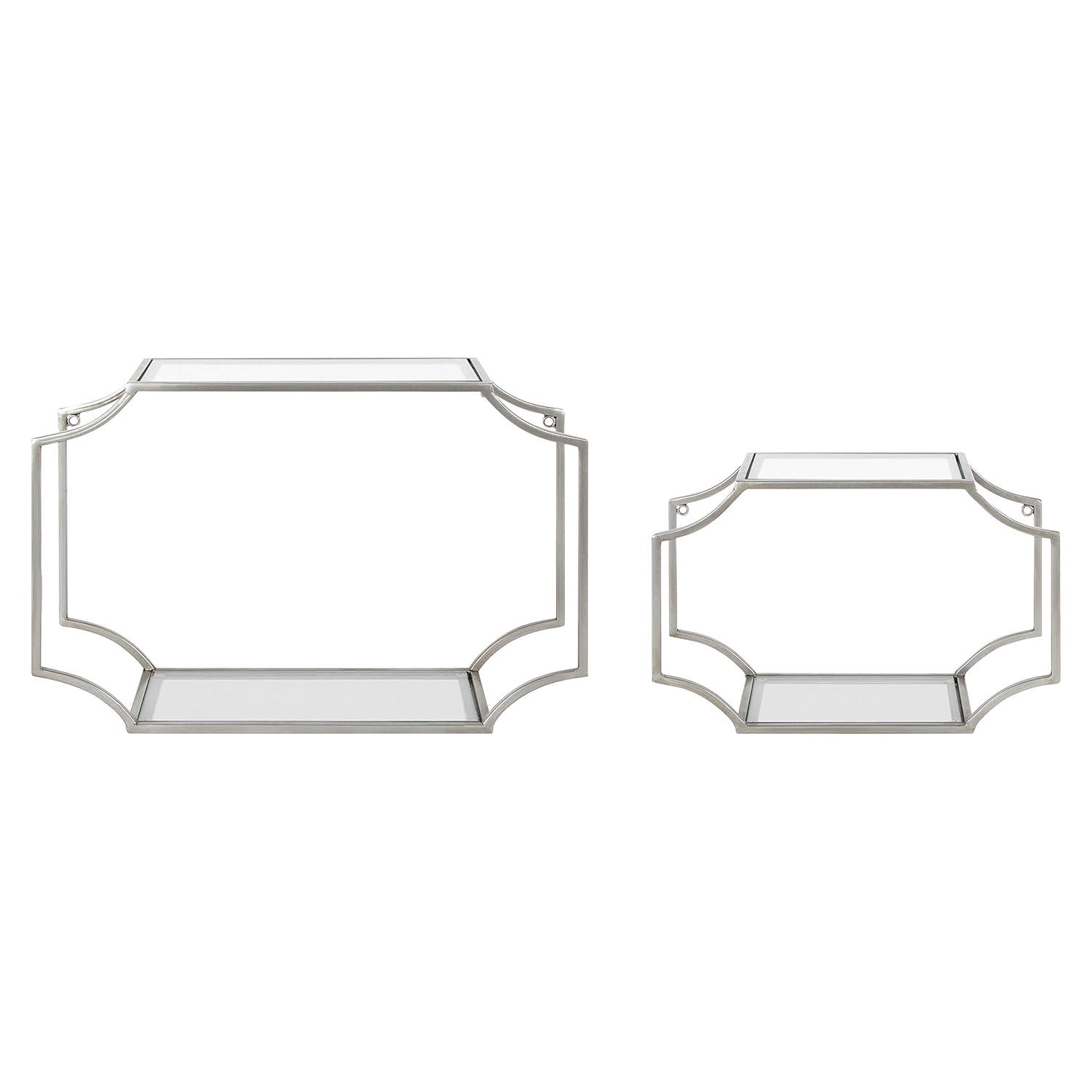 2pc 18" Ciel Modern Glam Metal Wall Shelf Set Silver - Kate & Laurel All Things Decor