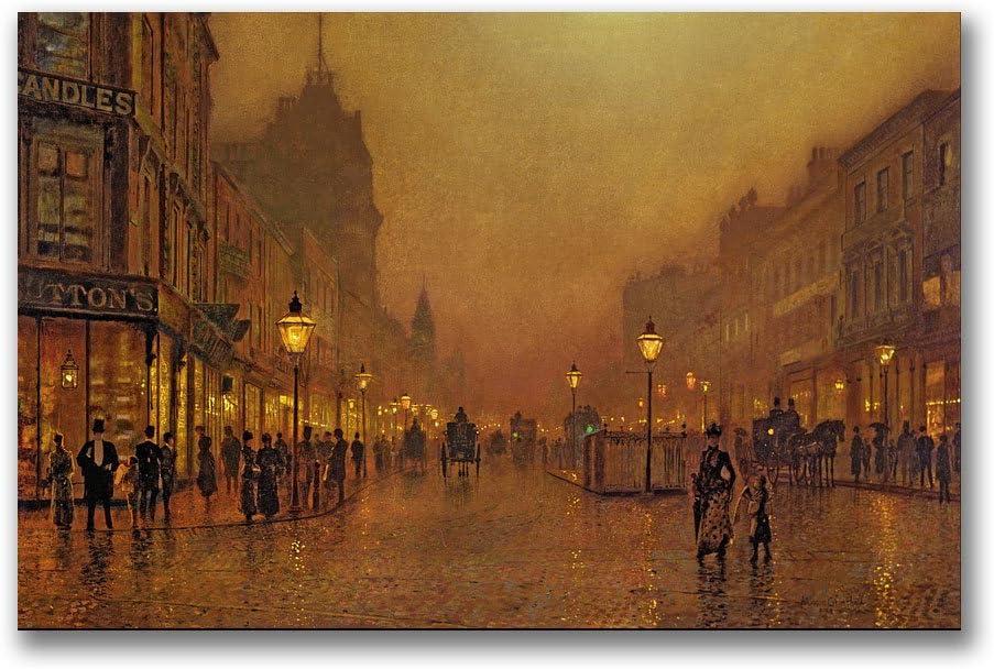 Victorian Night Street Scene Canvas Art, 22" x 32"