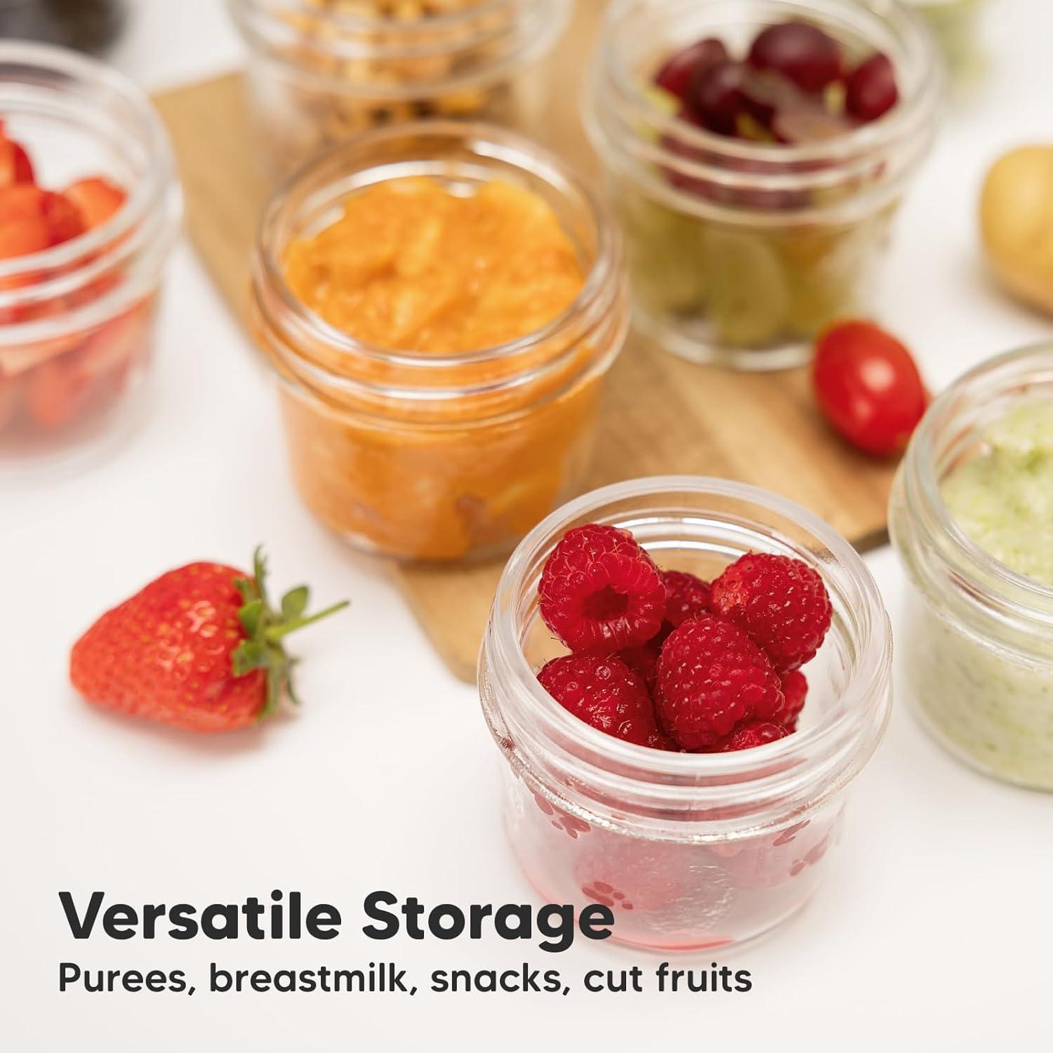 Terracotta Glass Baby Food Storage Jars Set, 4oz, 12-Pack