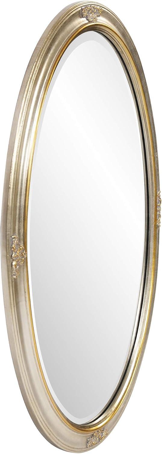 Carlton Traditional Oval Wall Mirror with Gold Leaf Inset, 18x28 Inch