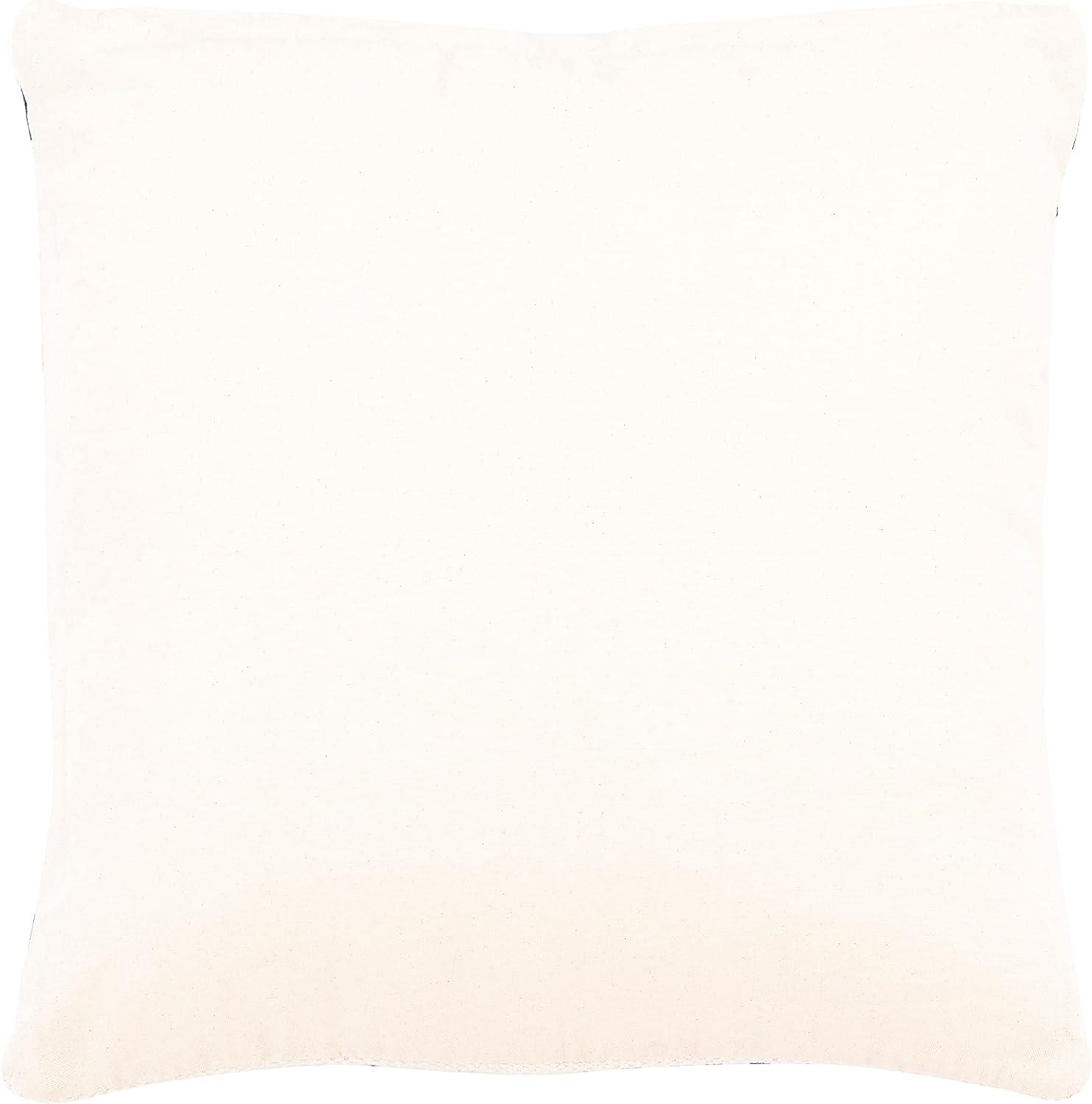 Vanka 20" Beige and Black Cotton Fringed Throw Pillow