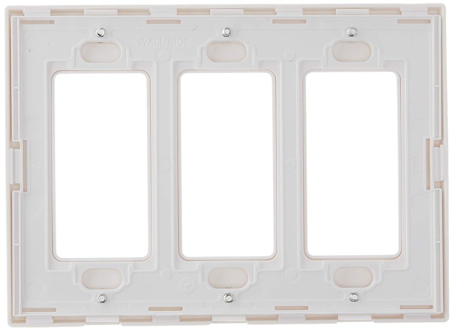 Leviton Decora Plus 80311-0SW White 3 gang Polycarbonate Decorator Screwless Wall Plate 1 pk