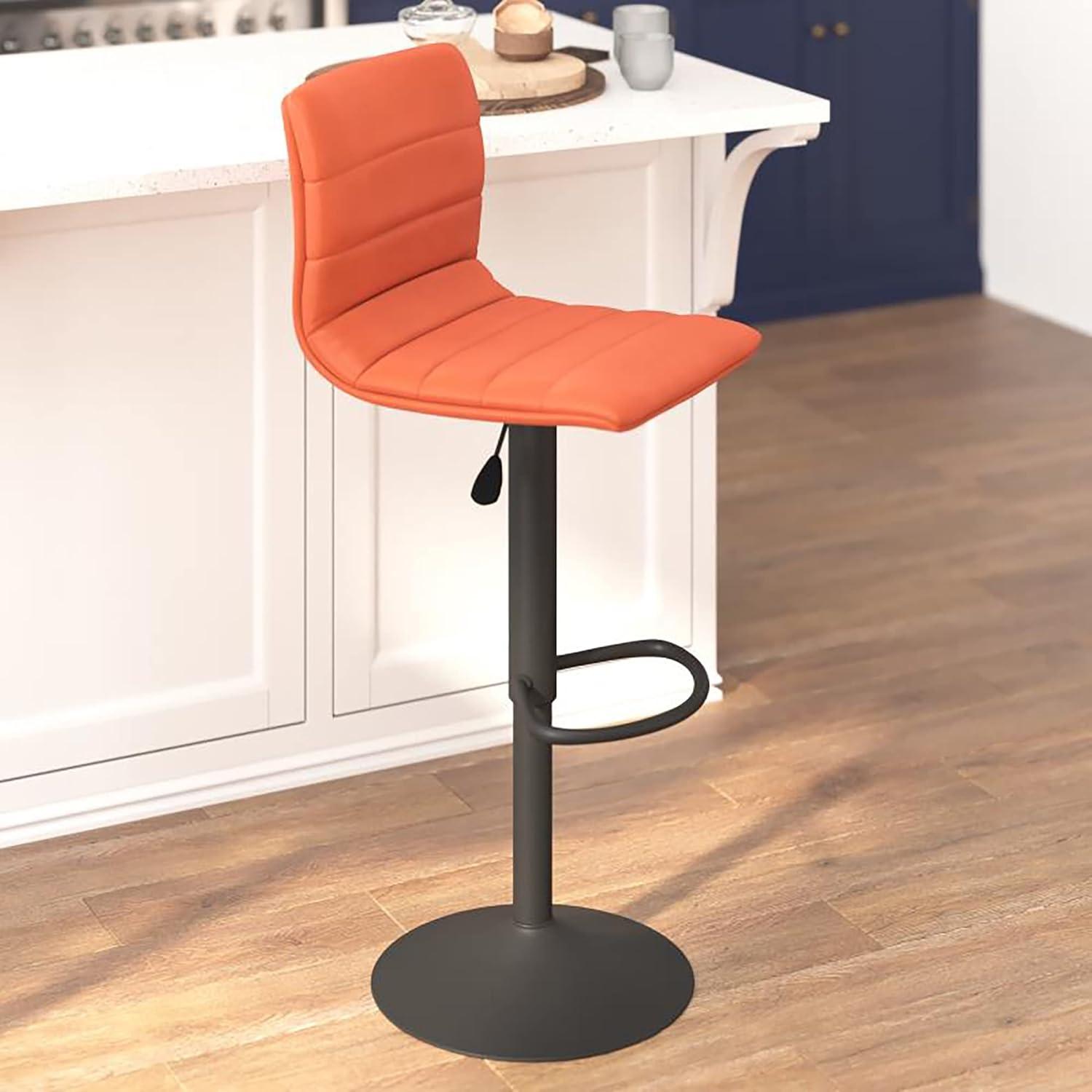 Flash Furniture Modern Vinyl Adjustable Height Barstool with Horizontal Stitch Back