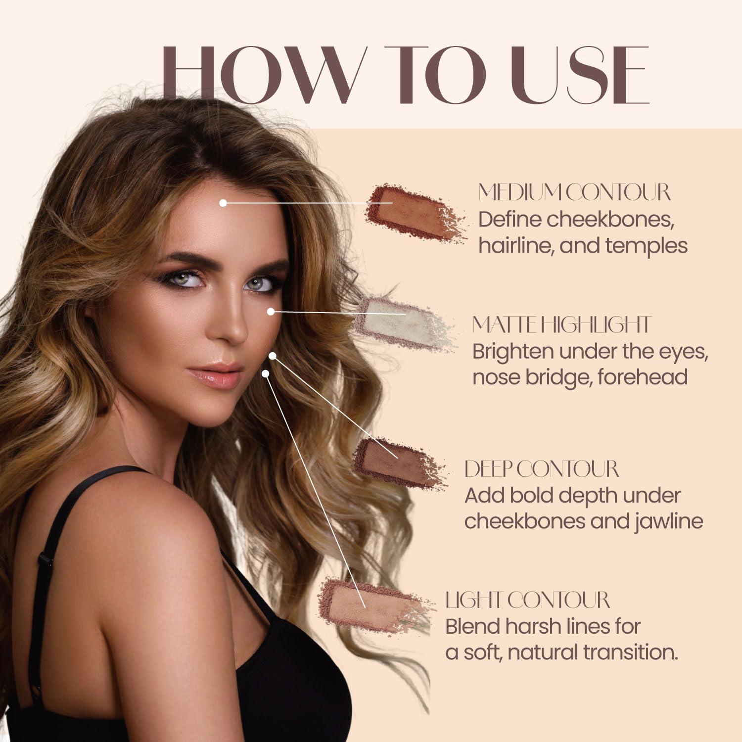 Contour Palette Powder Contour Kit - Contouring Makeup Palette With Mirror - 4 Highly Pigmented Matte Colors For Contouring And Highlighting - Vegan, Cruelty Free And Hypoallergenic