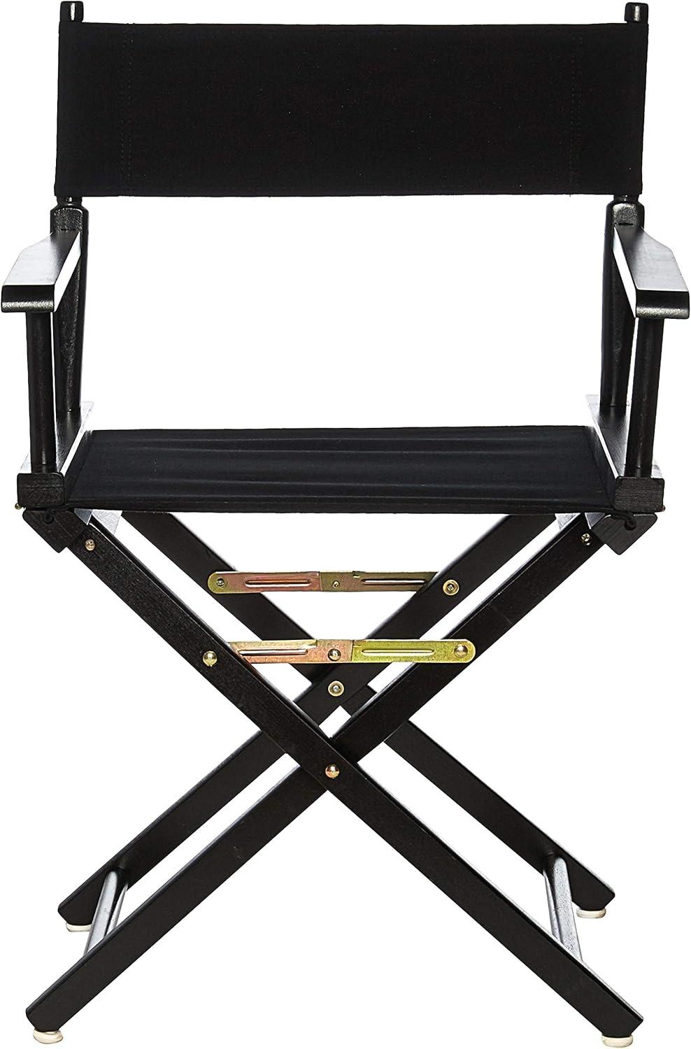 Black Solid Wood Director's Chair with Canvas Seat