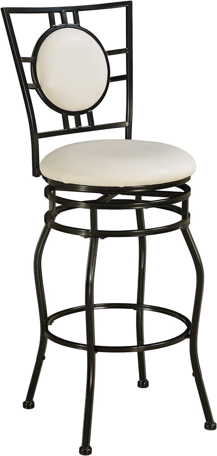 Black Adjustable Swivel Metal and Leather Bar Stool