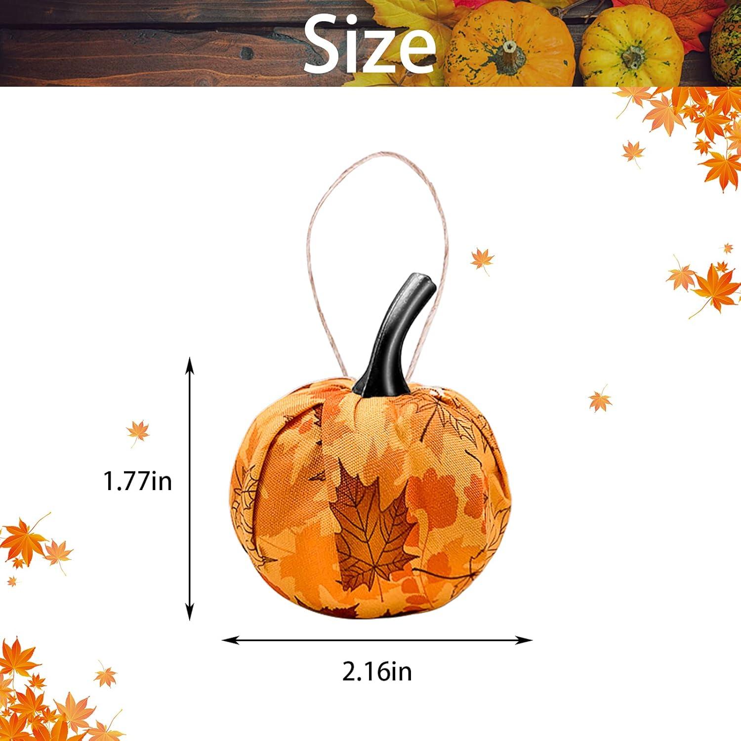 Set of 12 Orange and White Gingham Fabric Pumpkins