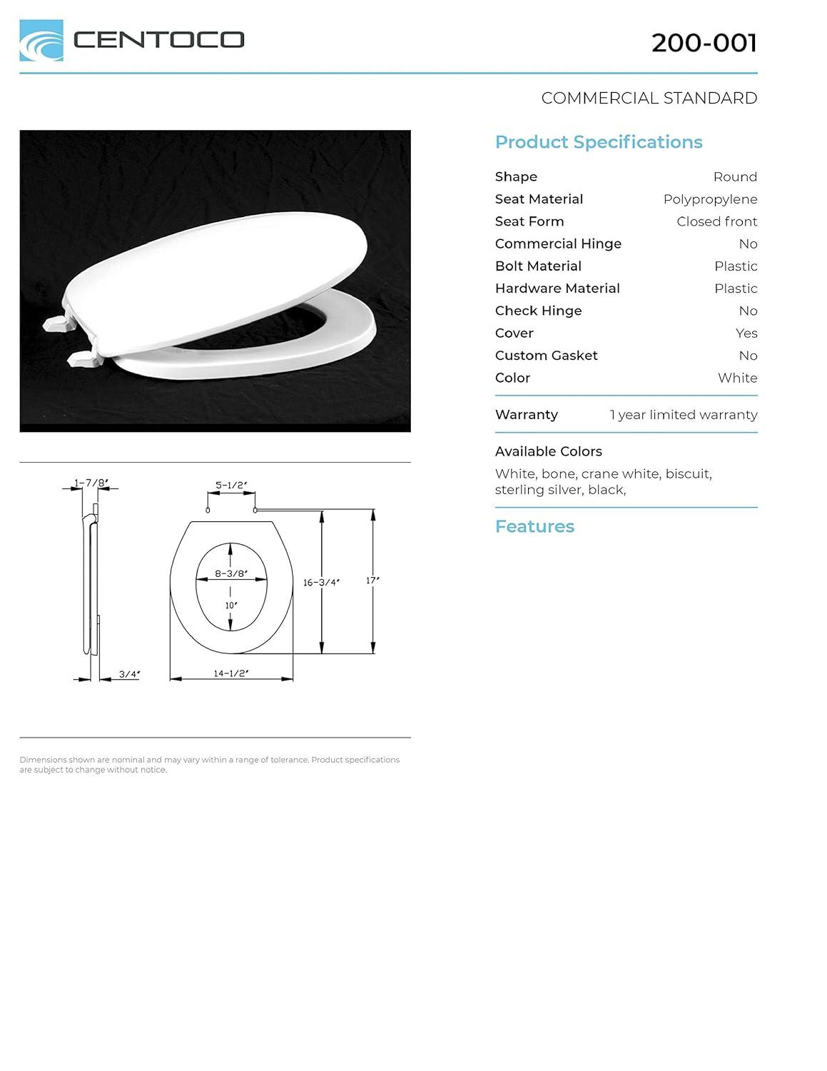 Round Toilet Seat and Lid