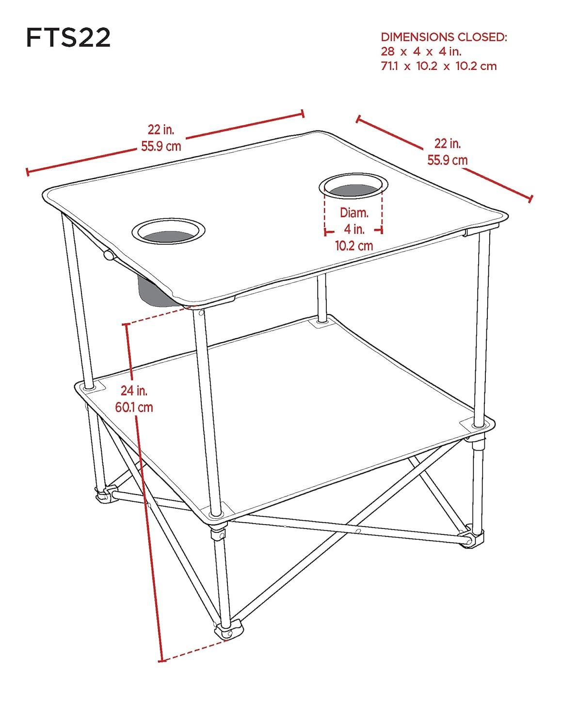 Rio Brands Square Compact Folding Beach Table