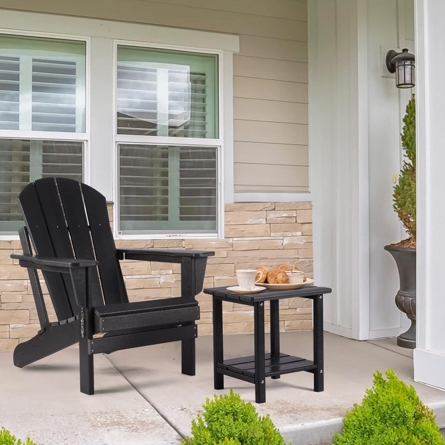 Black Hexagonal HDPE Adirondack Outdoor End Table