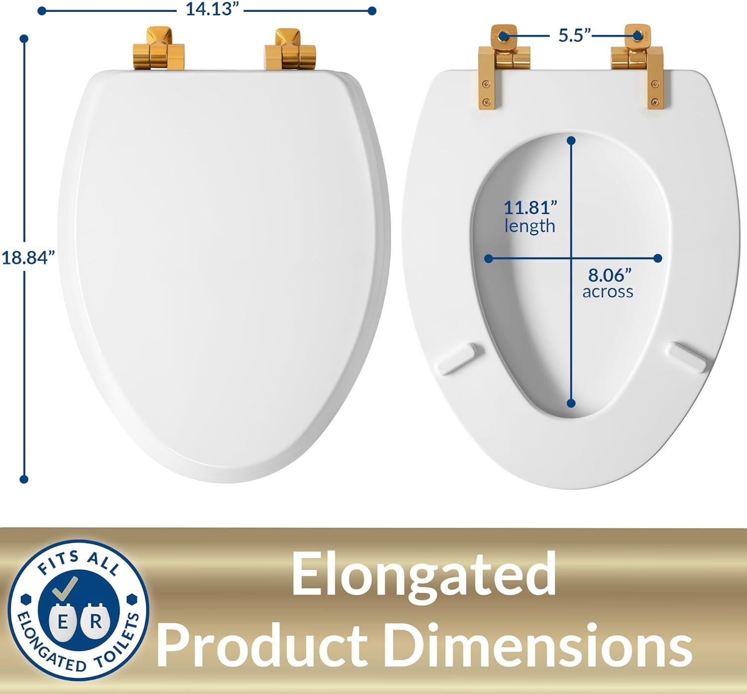 Mayfair by Bemis 7M1826BGSL 000 Bennett Toilet Seat with Metal Hinges, Slow Close Wood Seat, Easy Install, Elongated, White