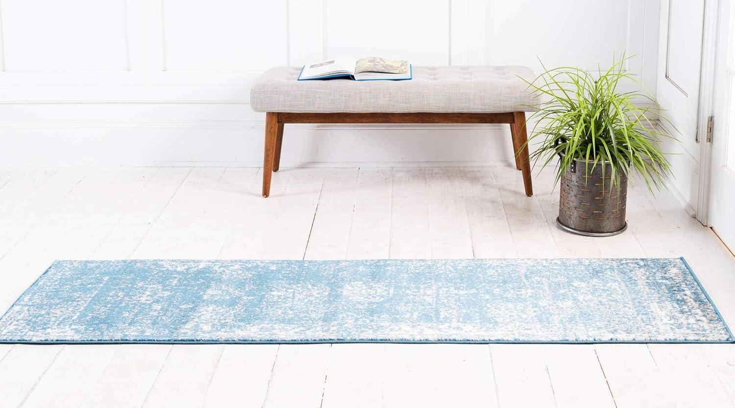 Unique Loom 3' 3 x 16' 5 Runner Sofia Blue Runner Rug