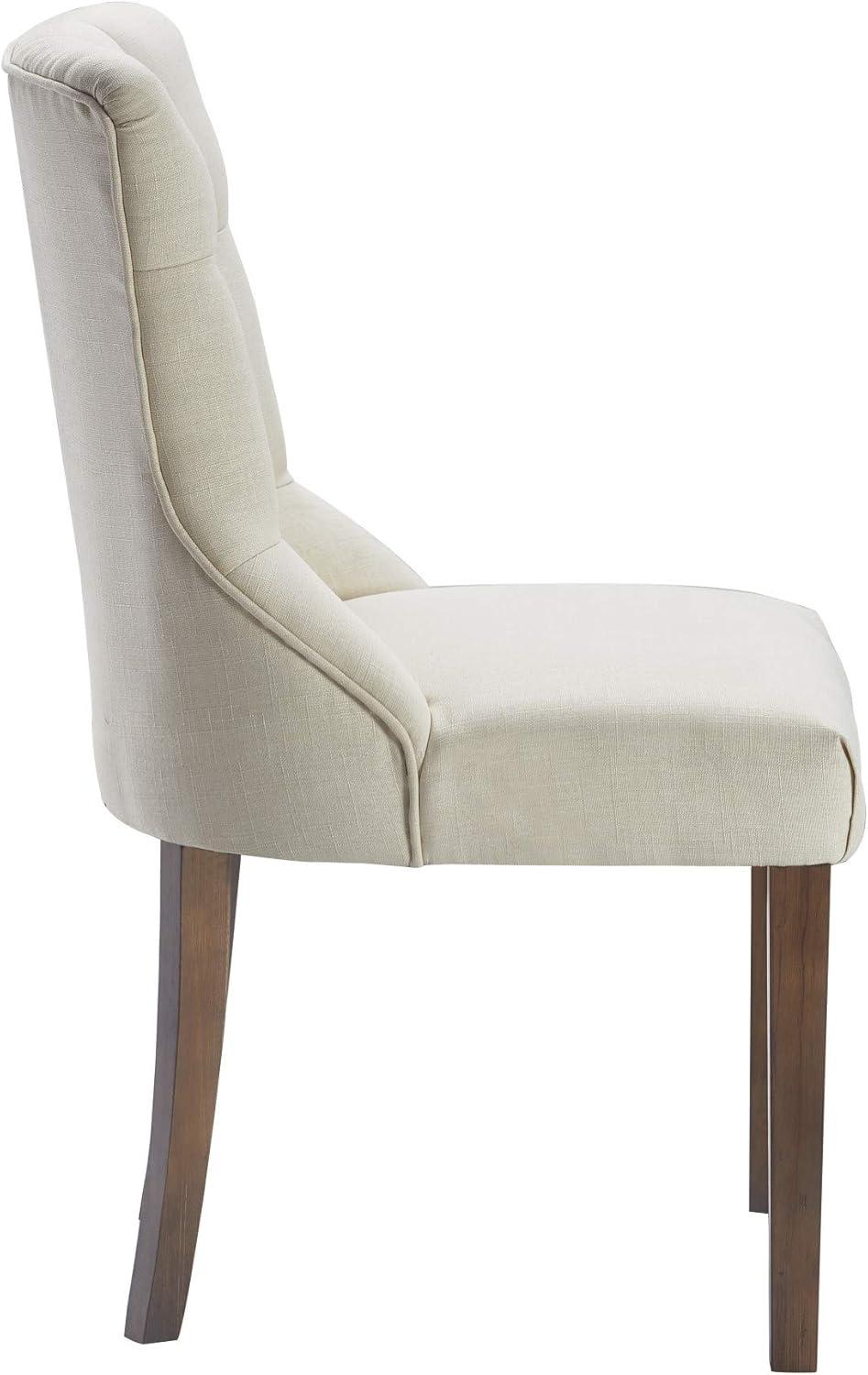 Set of 2 Elmhurst Tufted Side Chair Vintage Cream - Finch: Upholstered, Contoured Back, Wooden Legs