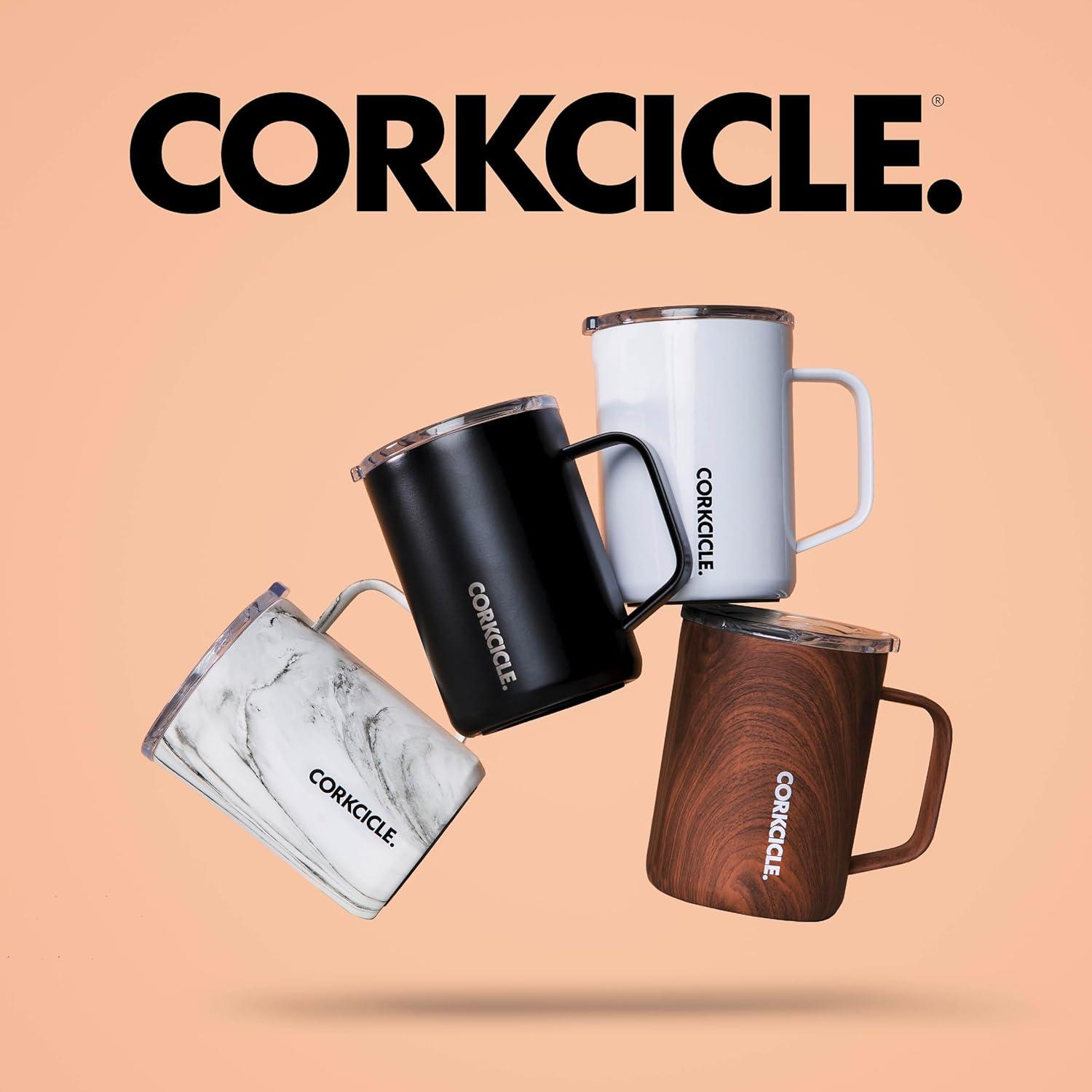 Corkcicle Triple Insulated Coffee Mug with Lid and Handle, Matte Black, 16 oz – Stainless Steel Travel Mug Keeps Beverages Hot for 3+ Hours – Non-Slip, Easy-Grip, Spill-Resistant Tumbler