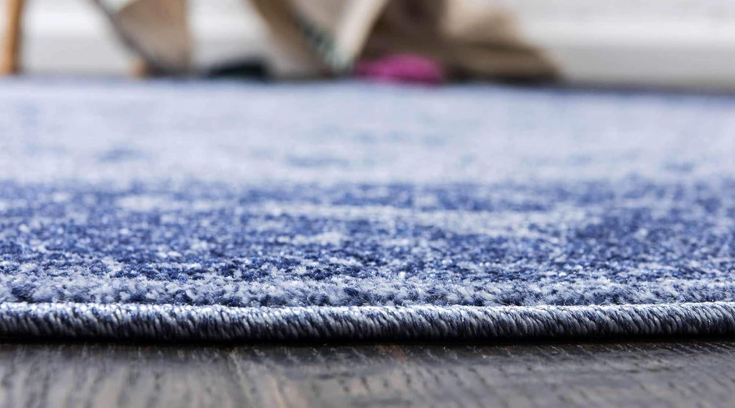 Unique Loom La Jolla Collection Area Rug - Floral (8' Round Blue/Navy Blue)