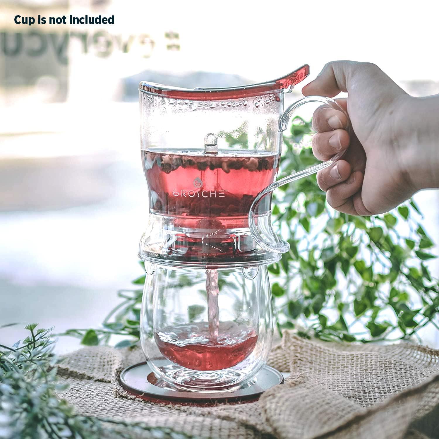GROSCHE ABERDEEN Smart Tea Maker and Tea Steeper, Red, 17.7 fl oz. Bottom Dispensing Tea Pot