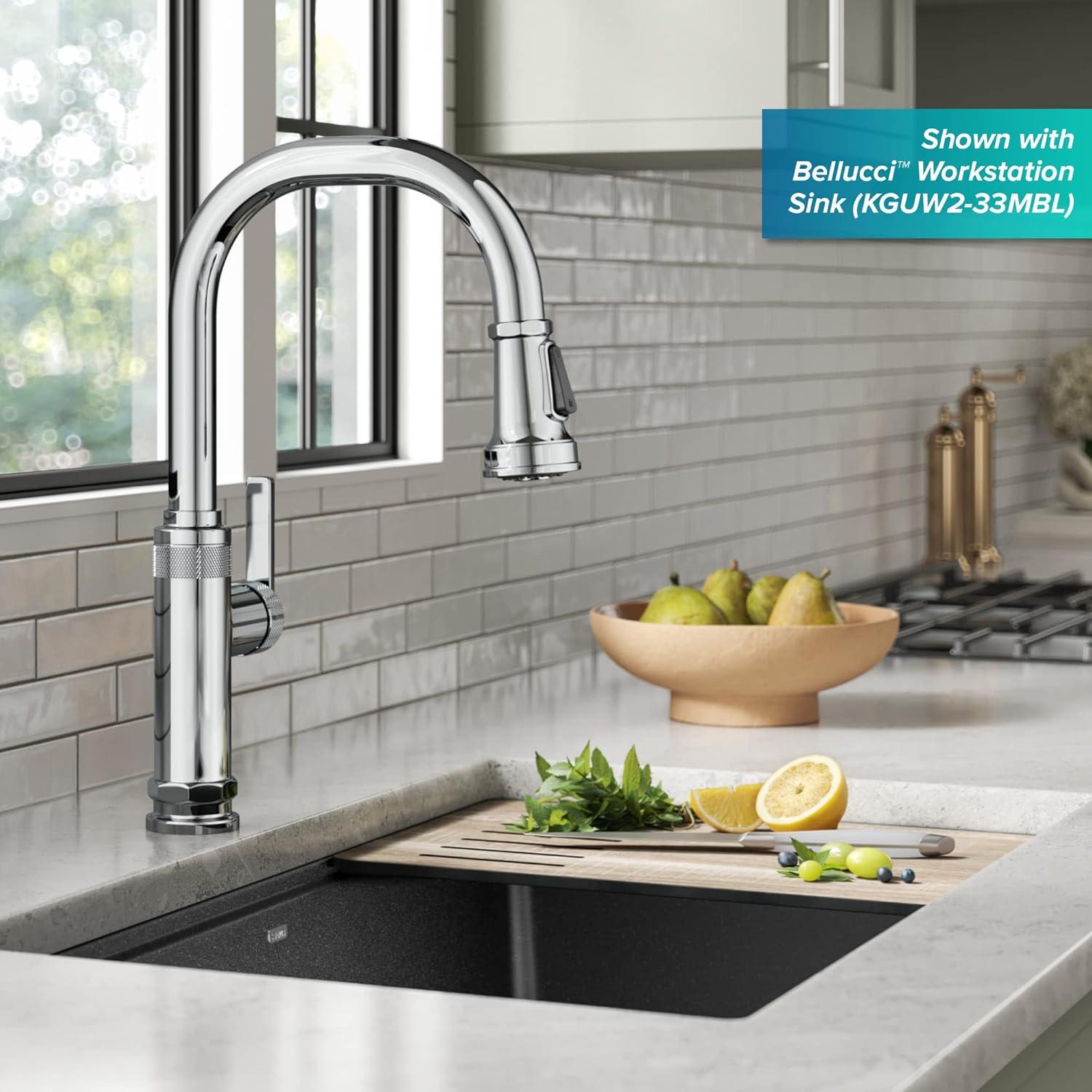 Allyn Chrome Industrial Pull-Down Kitchen Faucet with Spray