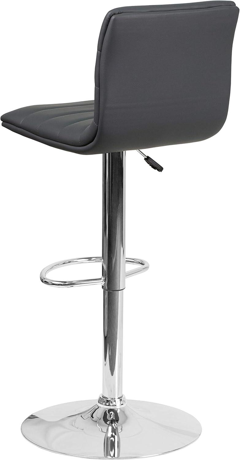 Flash Furniture Modern Vinyl Adjustable Height Barstool with Horizontal Stitch Back